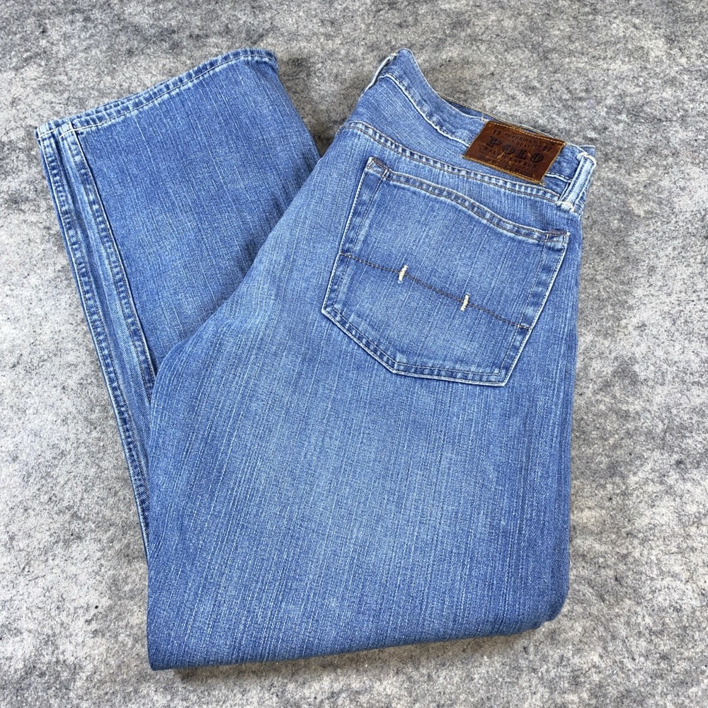 VTG Polo‎ Ralph Lauren Jeans Men's 35x30 Zip Fly Straight Leg Made in Mexico